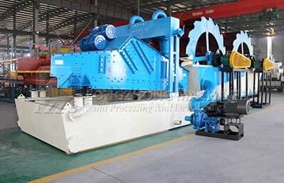 Dual wheel sand washing and recycling machine work place