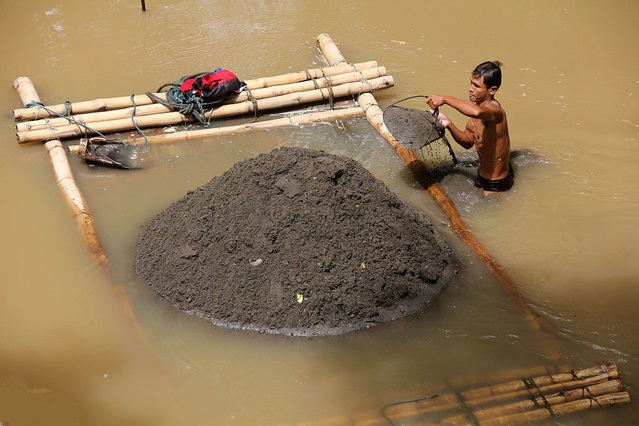 river sand mining in Jalan Jaya, Central Java, Indonesia